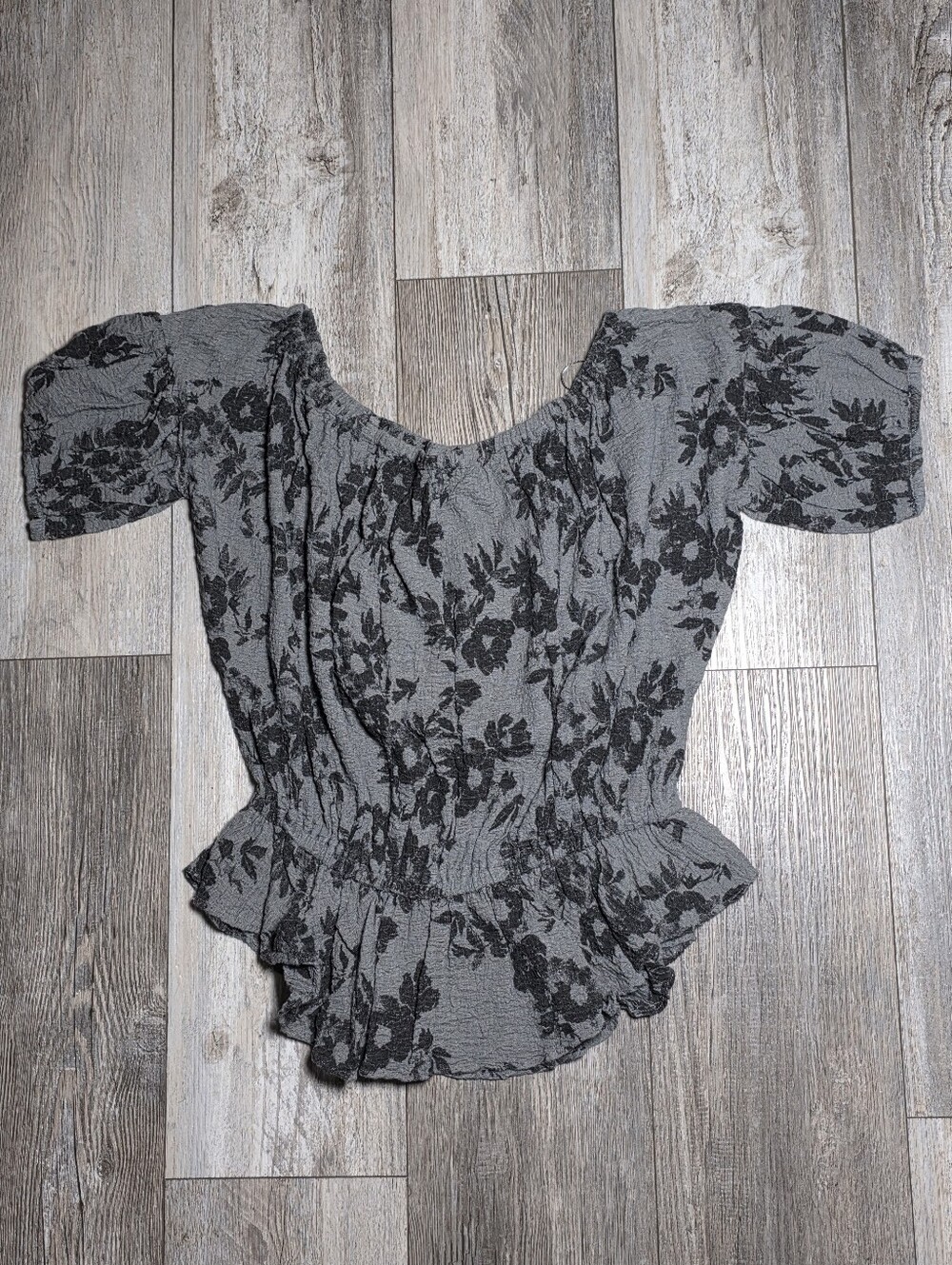 Free People Y2K Women's Floral Off-Shoulder Peplum Blouse Top Sz Md